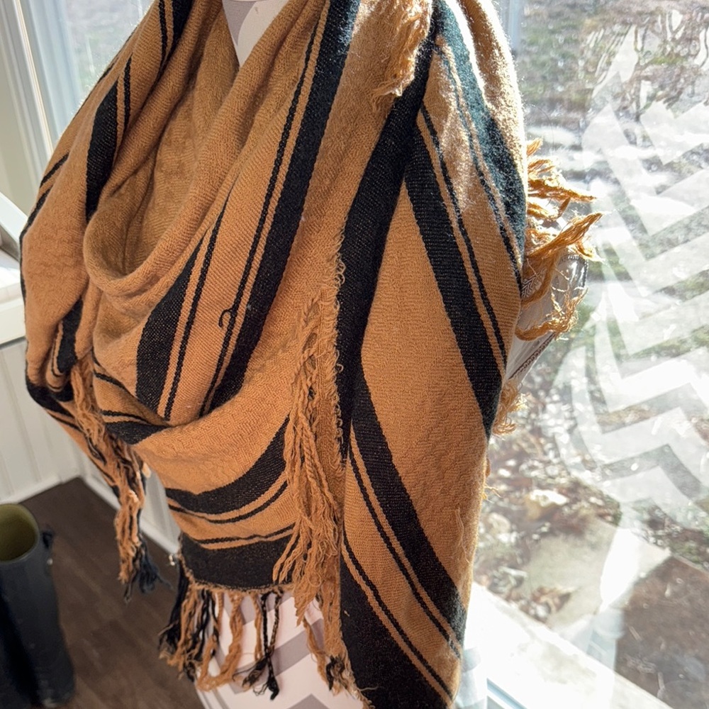 Striped Fringe Scarf - Picture 2 of 3